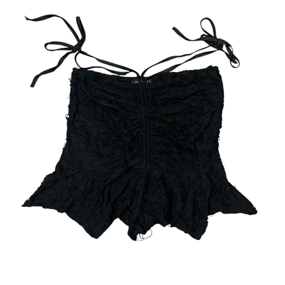 NWT Dolls Kill Widow Black Shredded Mystic Bonds Strappy Bodycon Mini Skirt L
